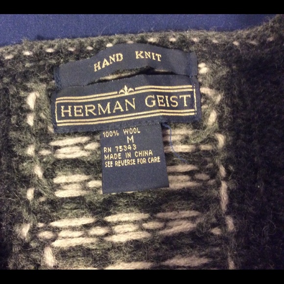 Herman Geist vintage hand knit wool sweater zip up Cardigan women’s size medium - Picture 7 of 8